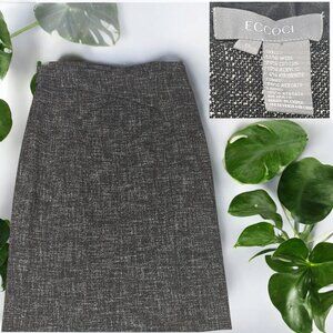 Eccoci Pencil Skirt Wool Womens Size 8 Black Gray Charcoal Tweed Lined Office